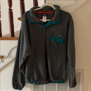 Patagonia Charcoal and Teal Snap-T Fleece
